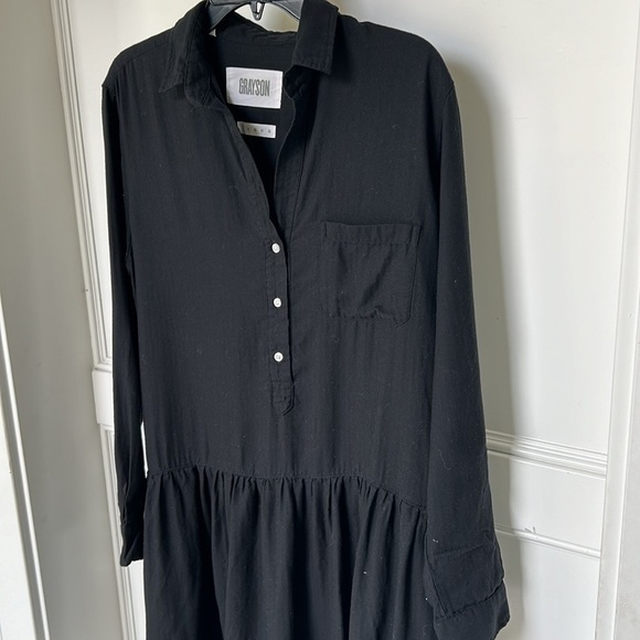 GRAYSON by Frank & Eileen The Changemaker Black Cotton Shirt Dress Size 2 Small - Picture 7 of 11
